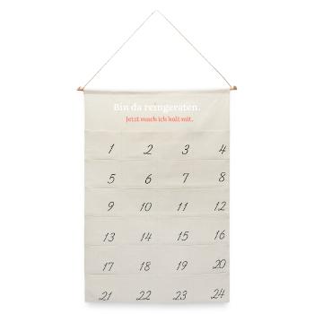Bin da reingeraten. Jetzt mach ich halt mit. - Leinen Adventskalender  - Naturweiß - Vorne
