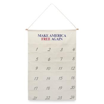 Make America Free (Amerika wieder frei - Erklärung zur Freiheit - Leinen Adventskalender  - Naturweiß - Vorne