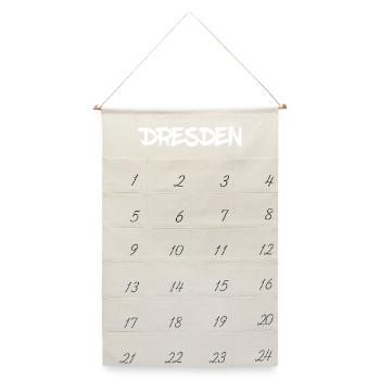 Dresden - Sachsen - Frauenkirche - Zwinger - Elbe - Leinen Adventskalender  - Naturweiß - Vorne