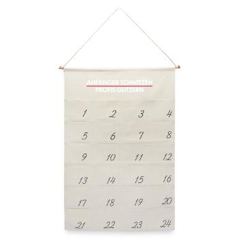 Anfänger schwitzen, Profis Glitzern - Leinen Adventskalender  - Naturweiß - Vorne