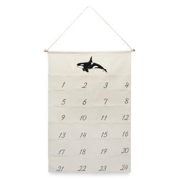 Orca Herzschlag EKG Schwertwal Meerestier Wal - Leinen Adventskalender  - Naturweiß - Vorne