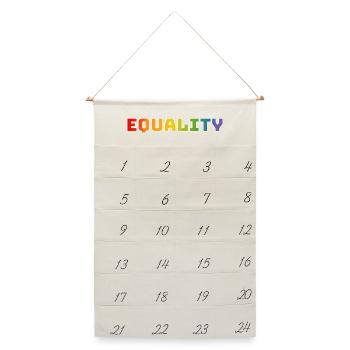 Regenbogen CSD Shirt equality 1 weiss - Leinen Adventskalender  - Naturweiß - Vorne