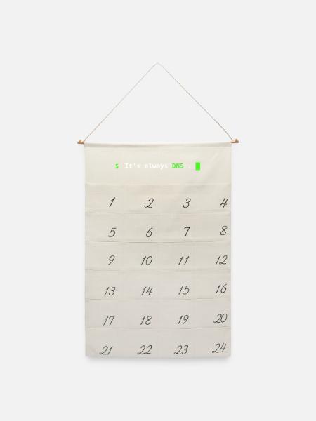 It's Always DNS – Sysadmin Terminal Design - Leinen Adventskalender  - Naturweiß