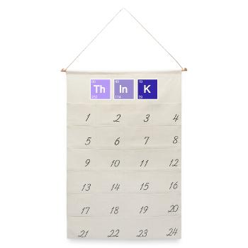 Think (blau) - Leinen Adventskalender  - Naturweiß - Vorne