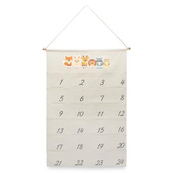 Niedliche Waldtiere Serie im Clipart-Stil - Leinen Adventskalender  - Naturweiß - Vorne