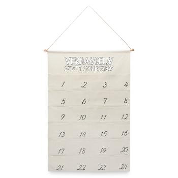 VERHANDELN STATT SCHIESSEN - Leinen Adventskalender  - Naturweiß - Vorne