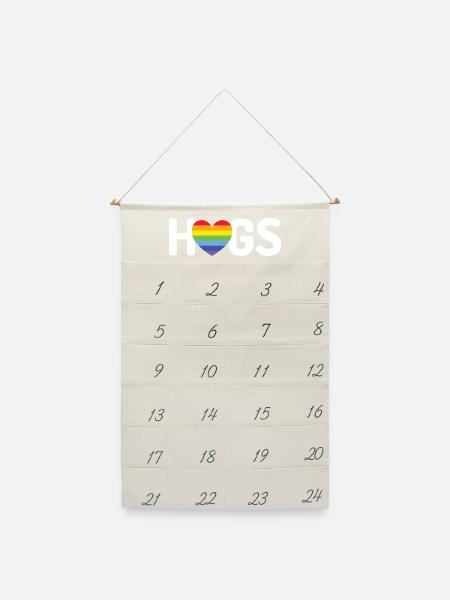 LGBT-Umarmungen - Leinen Adventskalender  - Naturweiß