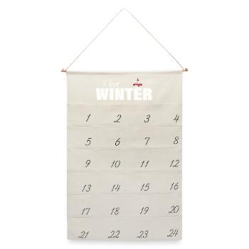 I LOVE WINTER - Leinen Adventskalender  - Naturweiß - Vorne