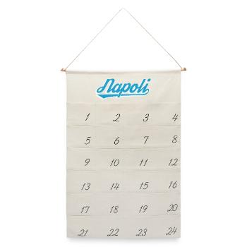 Napoli Retro Script Blau - Leinen Adventskalender  - Naturweiß - Vorne