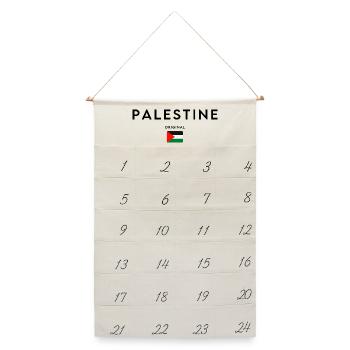 Freies Palästina, ich bin mit Palästina - Leinen Adventskalender  - Naturweiß - Vorne