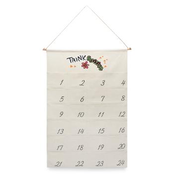 Think Positive  - Leinen Adventskalender  - Naturweiß - Vorne