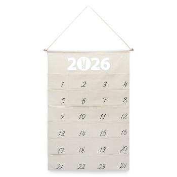 Wäscheklammer, Wäscherei 2026 - Leinen Adventskalender  - Naturweiß - Vorne