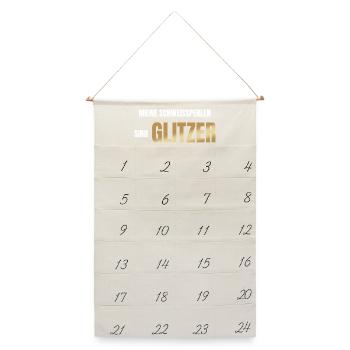 Meine Schweißperlen sind Glitzer - Leinen Adventskalender  - Naturweiß - Vorne