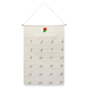 Ich liebe Madagaskar, Herz Madagaskar - Leinen Adventskalender  - Naturweiß - Vorne