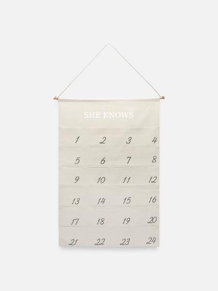 She knows - Leinen Adventskalender - Naturweiß