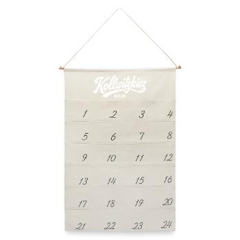 Kollwitzkiez Berlin Vintage Schriftzug   - Leinen Adventskalender  - Naturweiß - Vorne