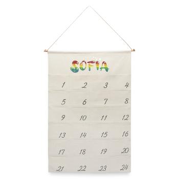 Vorname Sofia Mädchenname Namensgeschenk - Leinen Adventskalender  - Naturweiß - Vorne