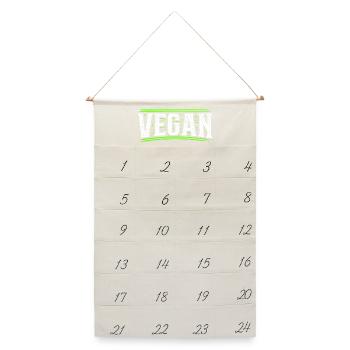 Vegan - Veganer - Veganerin - Vegane Ernährung - Leinen Adventskalender  - Naturweiß - Vorne