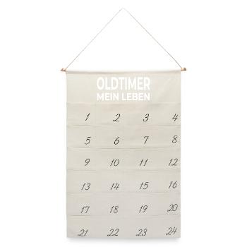 Oldtimer - Leinen Adventskalender  - Naturweiß - Vorne