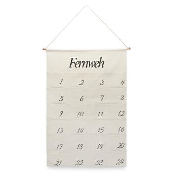 Fernweh V1 - Leinen Adventskalender  - Naturweiß - Vorne