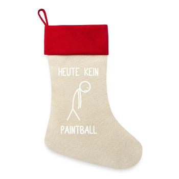 Gotcha Paintballspieler Heute kein Paintball - Leinen Weihnachtsstrumpf - Natur/Rot  - Vorne