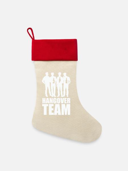 Hangover Team - Leinen Weihnachtsstrumpf - Natur/Rot