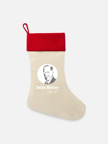 Deine Mutter Sigmund Freud - Leinen Weihnachtsstrumpf - Natur/Rot 