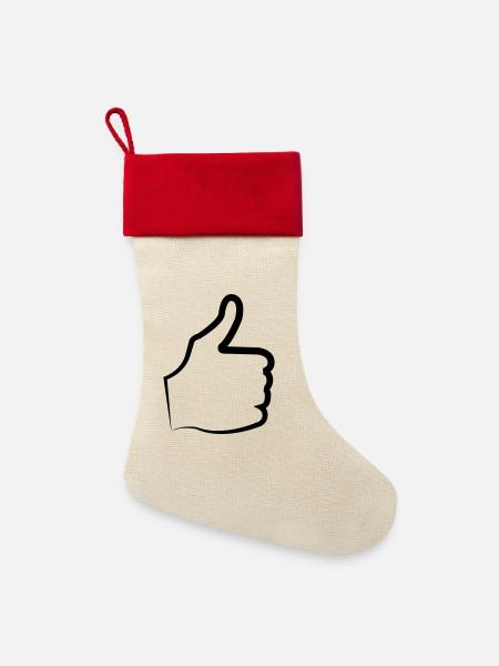 Daumen hoch thumb - Leinen Weihnachtsstrumpf - Natur/Rot 
