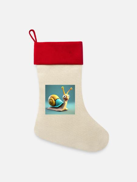 Schnecke, Schnecke, Schnecke - Leinen Weihnachtsstrumpf - Natur/Rot