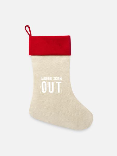 Labour Scum Out Protest Design - Leinen Weihnachtsstrumpf - Natur/Rot