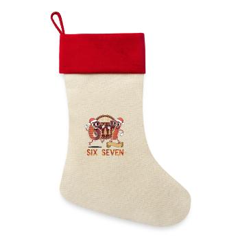 67 Six Seven 6-7 - Lustiges italieni – Weihnachten - Leinen Weihnachtsstrumpf - Natur/Rot  - Vorne