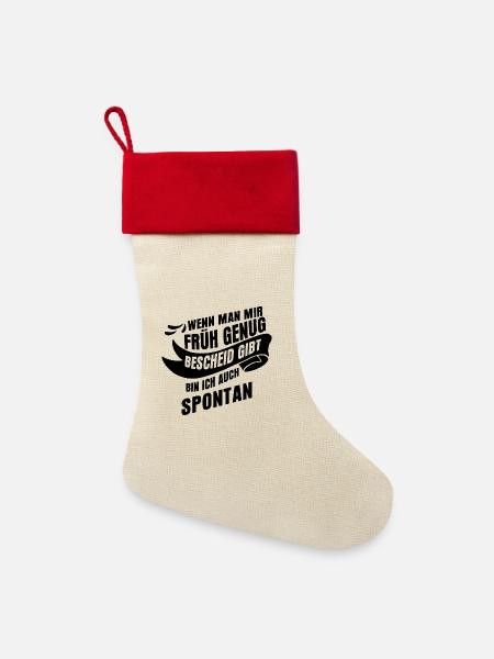 lustige Spontan Sprüche - Leinen Weihnachtsstrumpf - Natur/Rot
