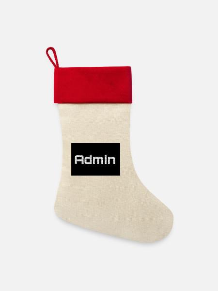 ADMIN Whitewords/Blackbackround - Leinen Weihnachtsstrumpf - Natur/Rot 