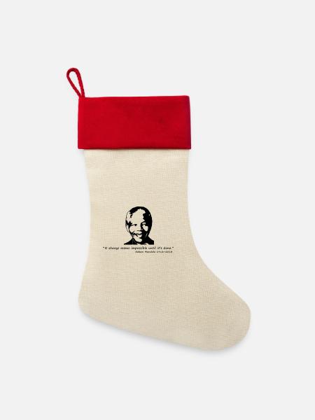 Nelson Mandela - Leinen Weihnachtsstrumpf - Natur/Rot 