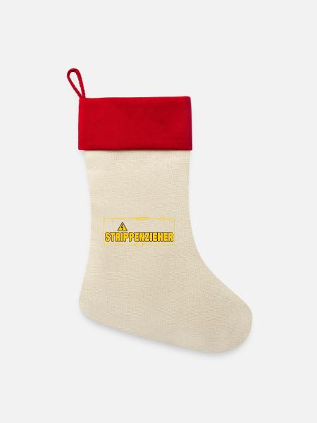 STRIPPENZIEHER - Leinen Weihnachtsstrumpf - Natur/Rot