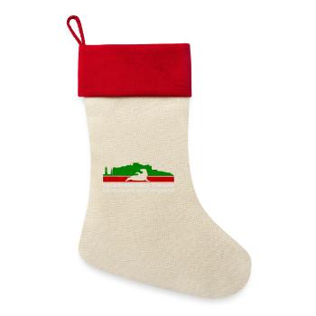 Helgoland - Leinen Weihnachtsstrumpf - Natur/Rot  - Vorne