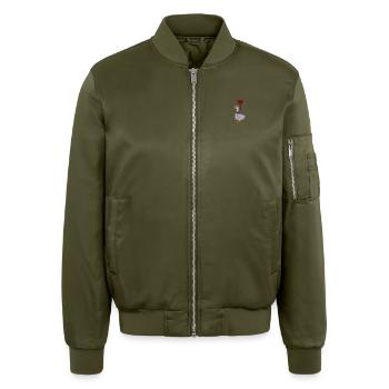 Gans mit Herzluftballon bestickt - Unisex Bomberjacke - Khaki - Vorne - AI Model Male 178 light (178cm)