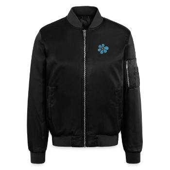 Marguerite brodée - Blouson bomber unisexe - noir - Devant - AI Model Male 178 light (178cm)