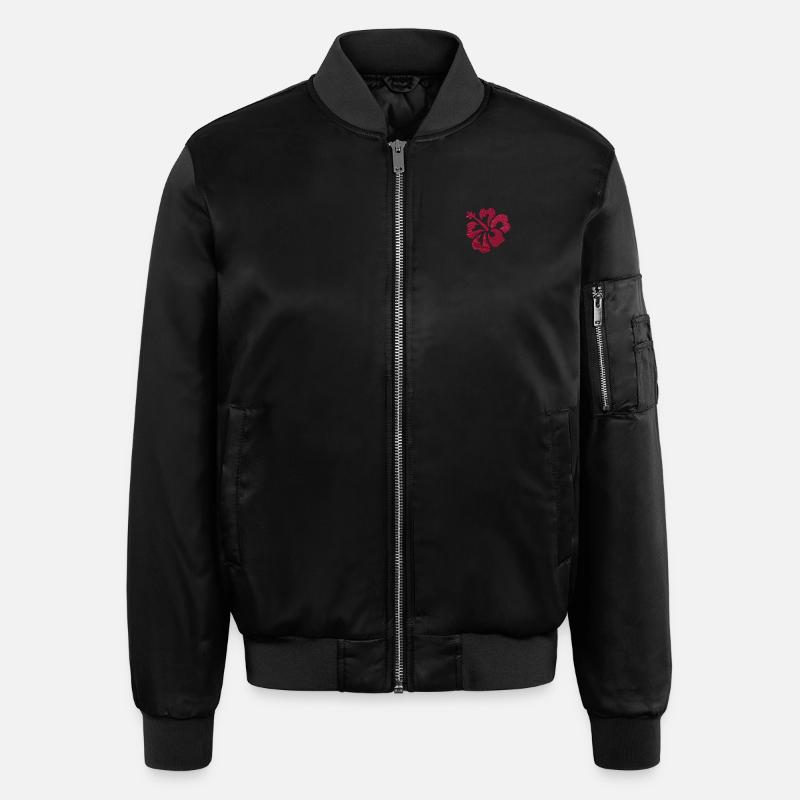 Fleur brodée - Blouson bomber unisexe - noir
