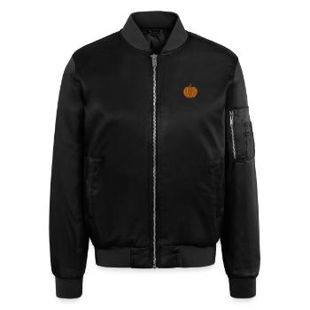 Kürbis bestickt - Unisex Bomberjacke - Schwarz - Vorne - AI Model Male 178 light (178cm)