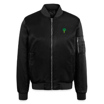 Brokkoli bestickt - Unisex Bomberjacke - Schwarz - Vorne - AI Model Male 178 light (178cm)