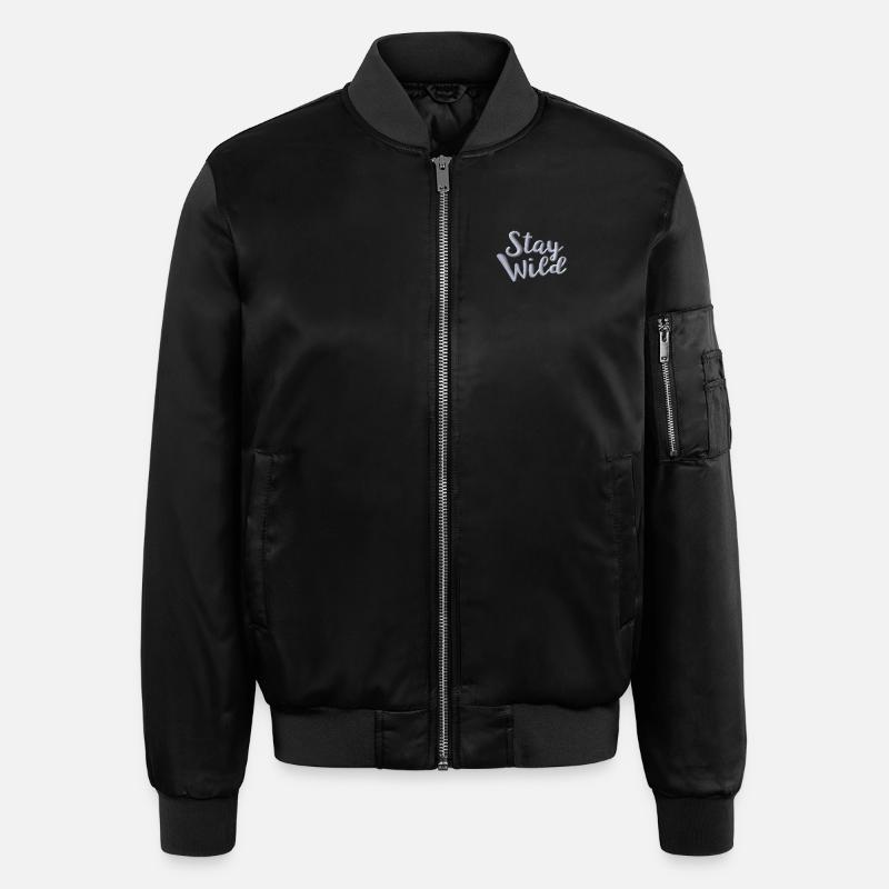 Stay wildly embroidered - Unisex Bomber Jacket - black