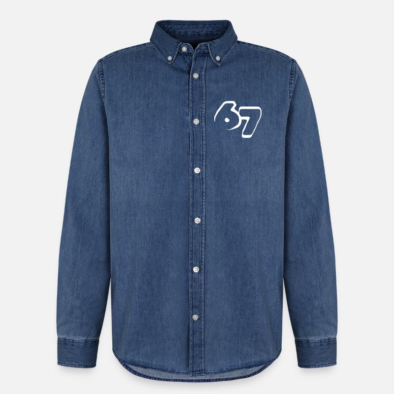 67 "six seven" drawn - Männer Jeanshemd Organic von Stanley/Stella - verwaschenes Mittelblau 
