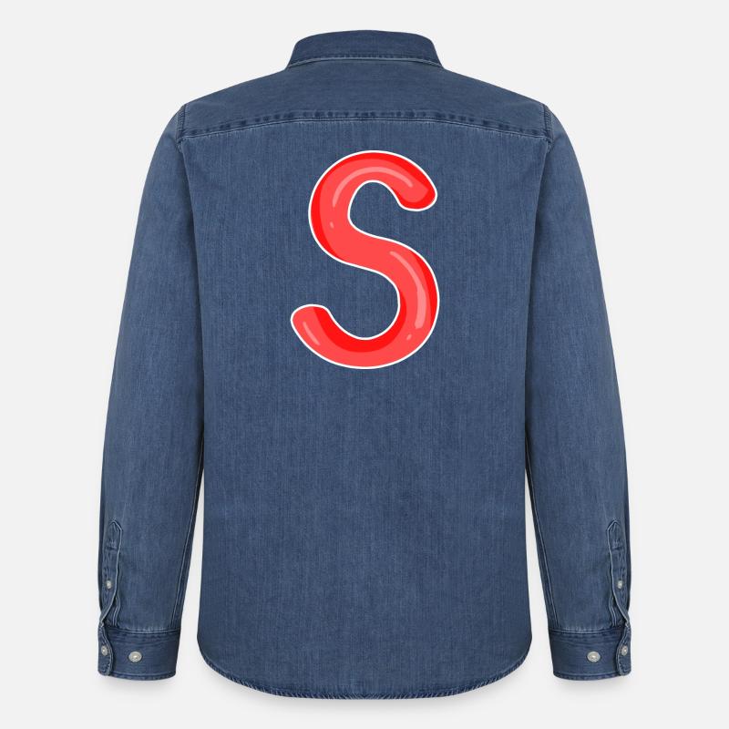 Buchstabe S Anfangsbuchstabe - Männer Jeanshemd Organic von Stanley/Stella - verwaschenes Mittelblau 