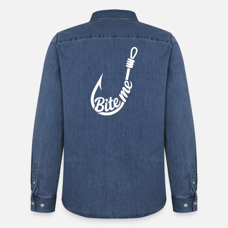 BiteMe Hooked Angel-Grafik - Männer Jeanshemd Organic von Stanley/Stella - verwaschenes Mittelblau 