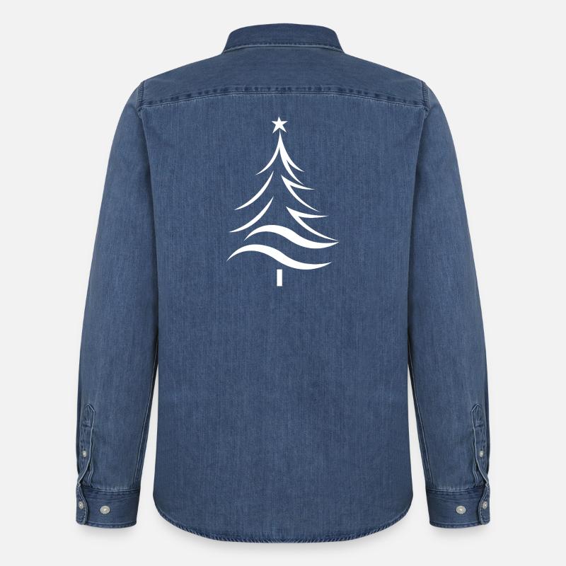 Weihnachtsbaum Silhouette Stil - Männer Jeanshemd Organic von Stanley/Stella - verwaschenes Mittelblau 