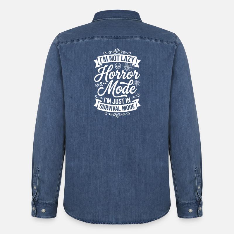 Horror-Modus: Überlebensmodus - Männer Jeanshemd Organic von Stanley/Stella - verwaschenes Mittelblau 