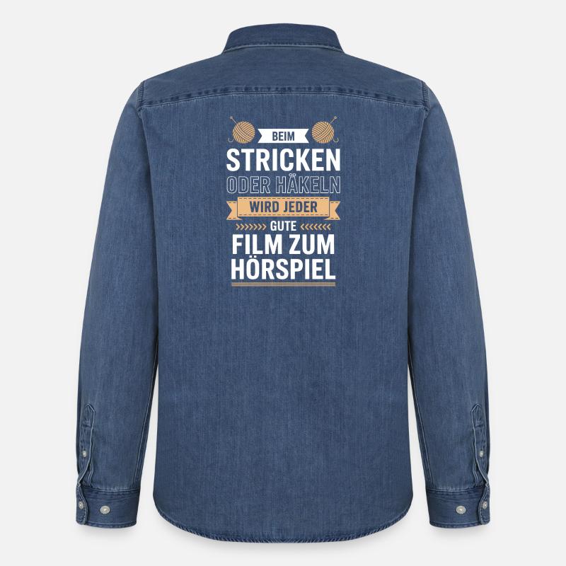 Stricken oder Häkeln Hörspielzauber - Männer Jeanshemd Organic von Stanley/Stella - verwaschenes Mittelblau 