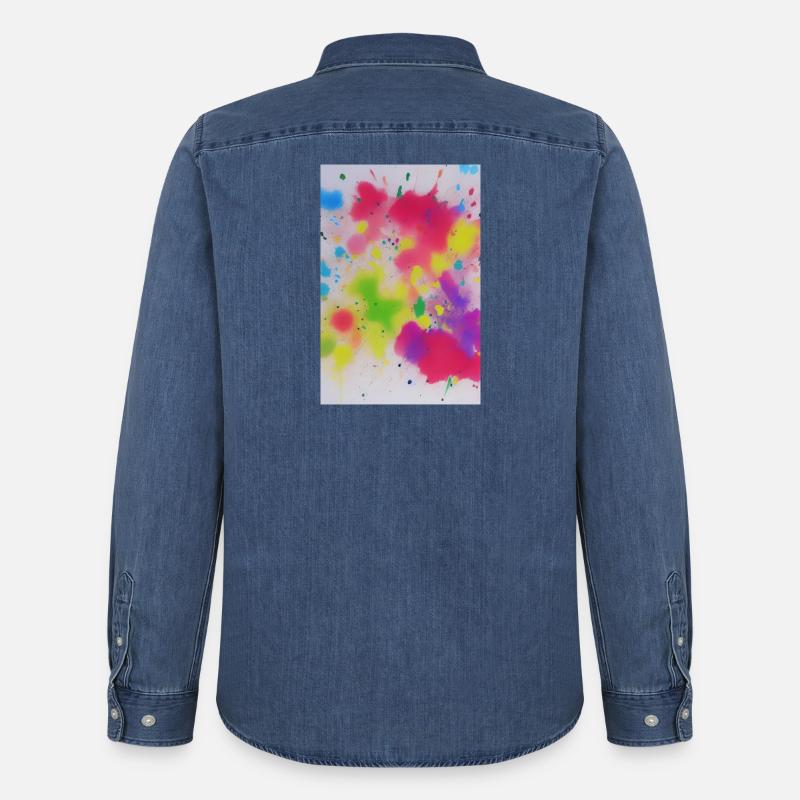 Bunte Farbspritzer - Männer Jeanshemd Organic von Stanley/Stella - verwaschenes Mittelblau 
