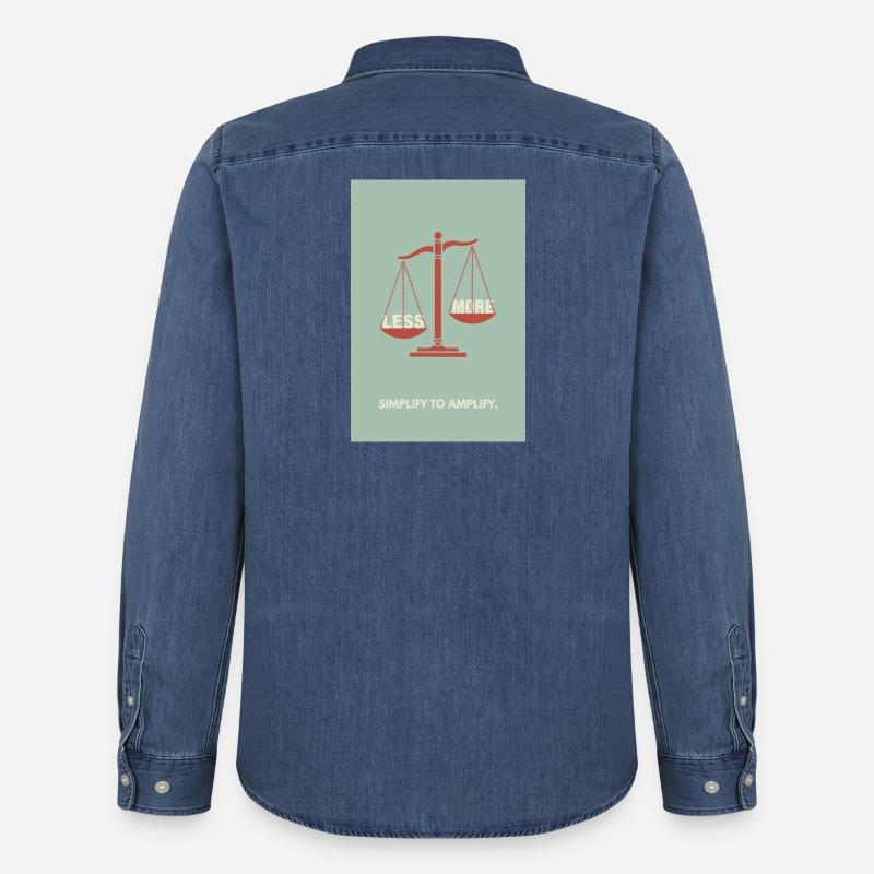 Moins, c’est plus - Conception d’affiche d’équilibre - Chemise en denim homme bio Stanley/Stella - bleu moyen délavé